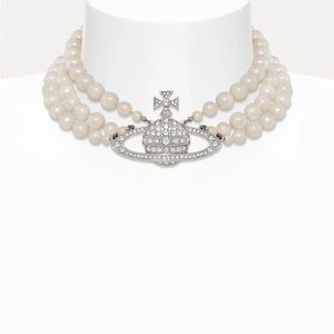 Vivienne Westwood Women's Three Row Pearl Choker - Platinum/Crystal